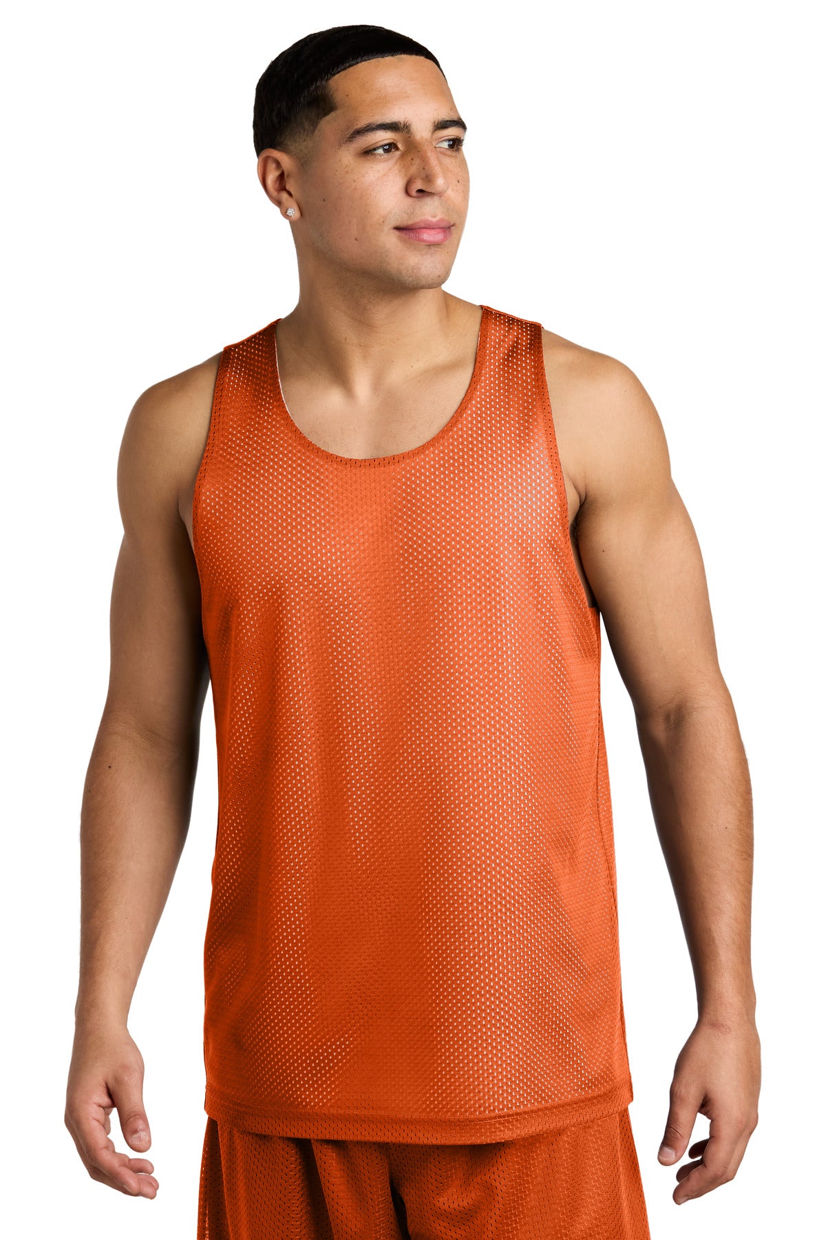 Front View of DpOr/White Sport-Tek PosiCharge Reversible Mesh Tank ST5000 plain