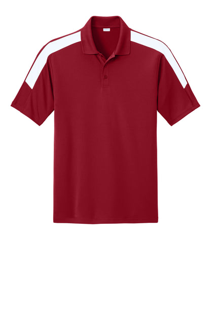 Front View of DpRd/Wht Sport-Tek Competitor United Polo ST104 plain
