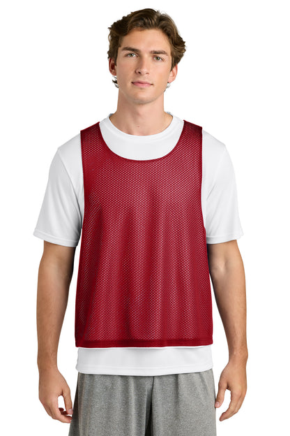 Front View of DpRd/Wht Sport-Tek Lacrosse Reversible Pinnie ST512 plain