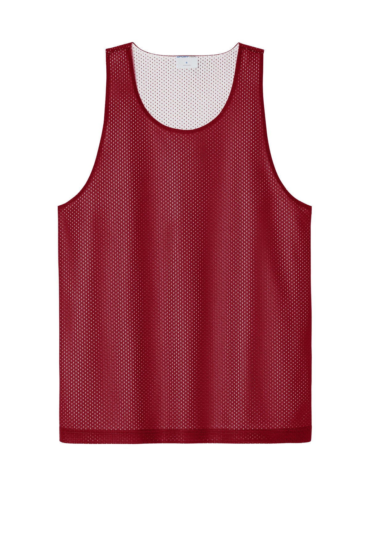 Front View of DpRd/Wht Sport-Tek PosiCharge Reversible Mesh Tank ST5000 plain