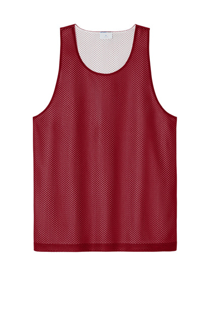 Front View of DpRd/Wht Sport-Tek PosiCharge Reversible Mesh Tank ST5000 plain