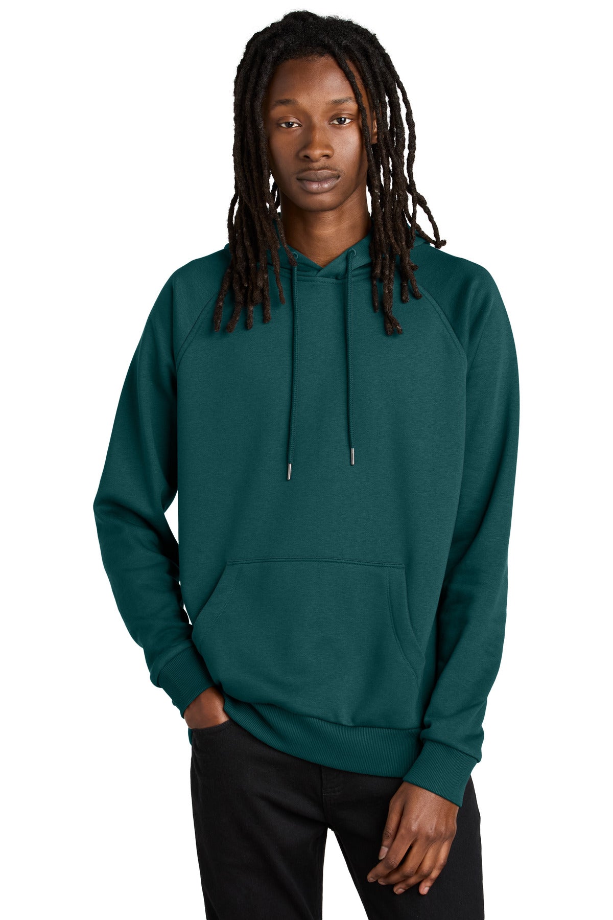 Front View of DpSeaGreen Allmade Unisex Organic CVC Fleece Pullover Hoodie AL5000 plain