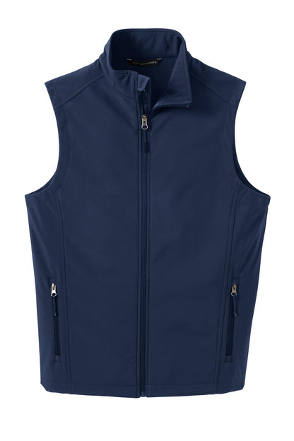 Front View of Dress Blue Nvy Port Authority Core Soft Shell Vest. J325 plain