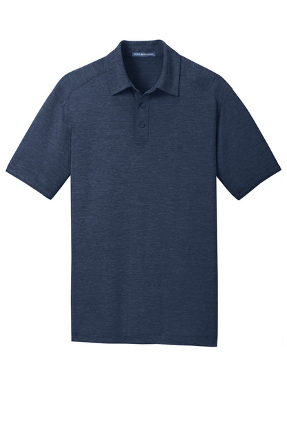 Front View of Dress Blue Nvy Port Authority Digi Heather Performance Polo. K574 plain
