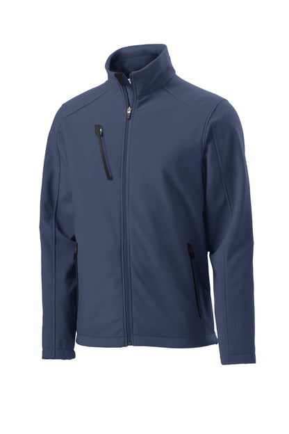 Front View of Dress Blue Nvy Port Authority Welded Soft Shell Jacket. J324 plain