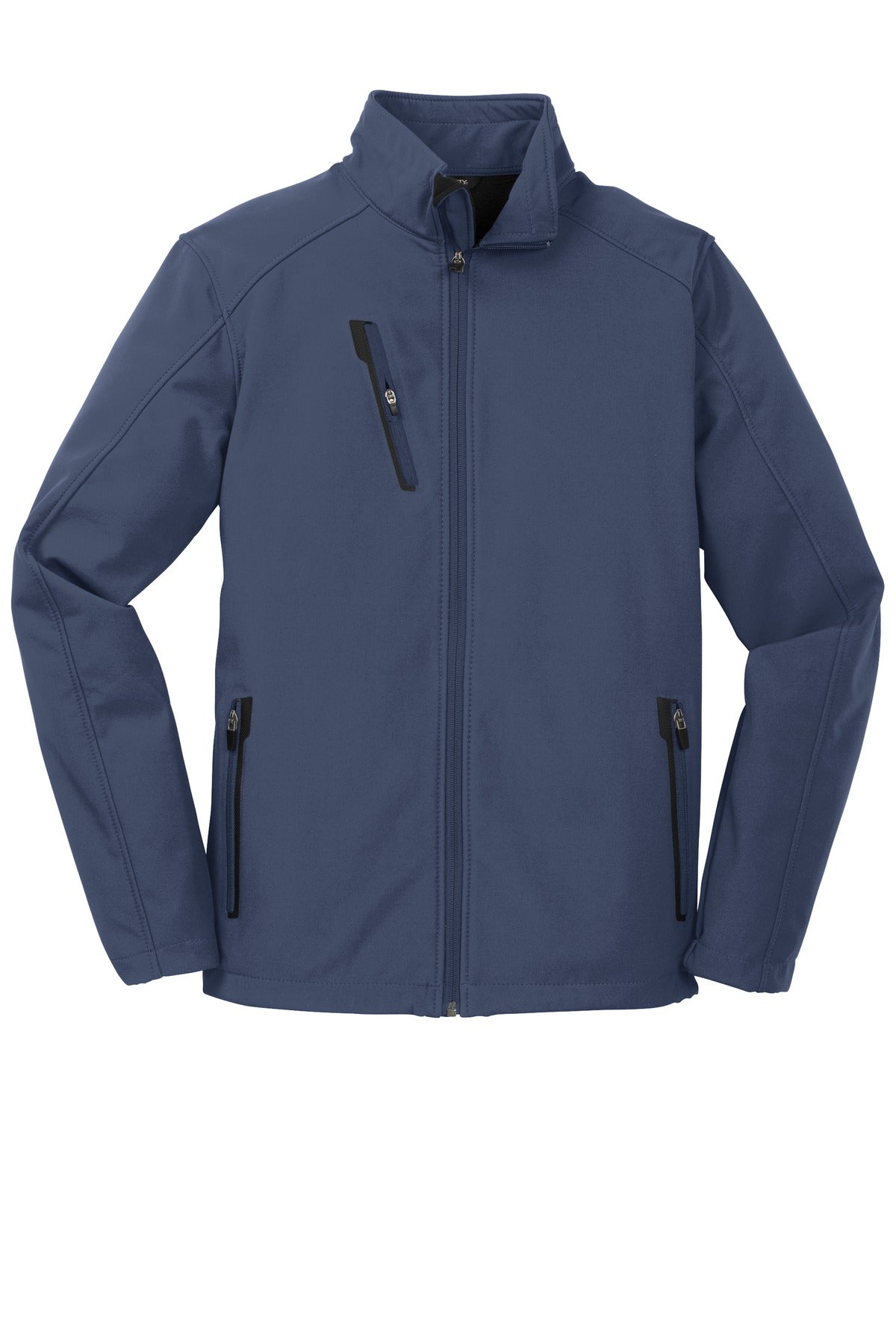 Front View of Dress Blue Nvy Port Authority Welded Soft Shell Jacket. J324 plain