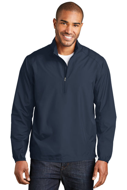 Front View of Dress Blue Nvy Port Authority Zephyr 1/2-Zip Pullover. J343 plain