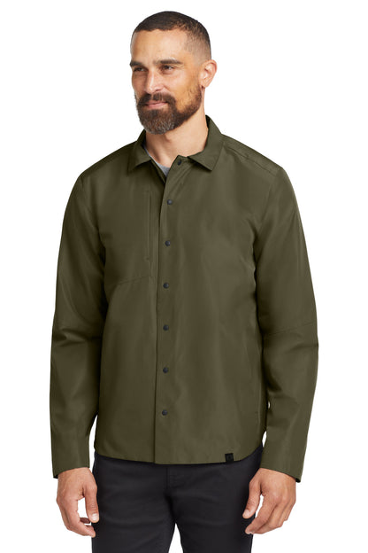 Front View of Drive Green OGIO Reverse Shirt Jacket. OG754 plain