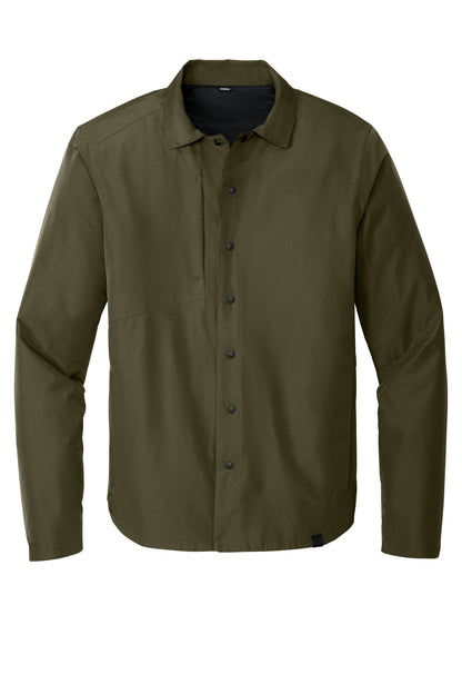 Front View of Drive Green OGIO Reverse Shirt Jacket. OG754 plain