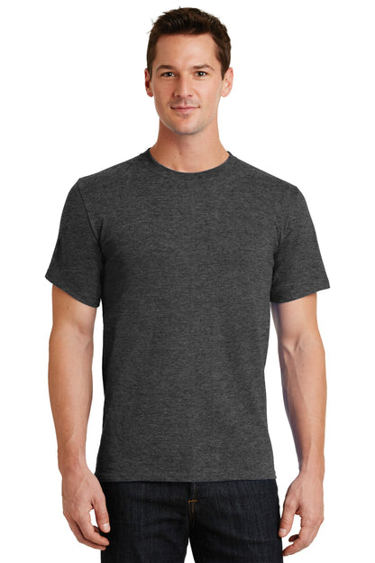 Front View of Drk Hthr Grey Port & Co Essential Tee. PC61 plain