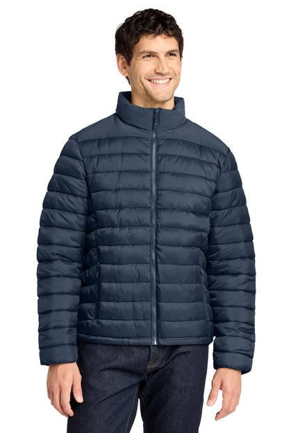 Front View of DsBlNavy Port Authority Horizon Puffy Jacket J364 plain