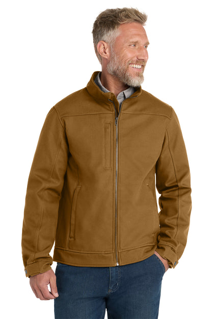 Front View of Duck Brown CornerStone Duck Bonded Soft Shell Jacket CSJ60 plain