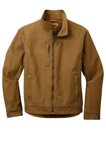 Front View of Duck Brown CornerStone Duck Bonded Soft Shell Jacket CSJ60 plain