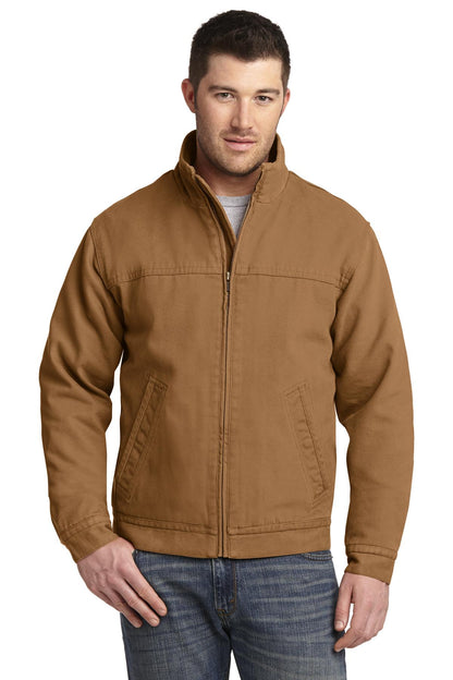 Front View of Duck Brown CornerStone Washed Duck Cloth Flannel-Lined Work Jacket. CSJ40 plain