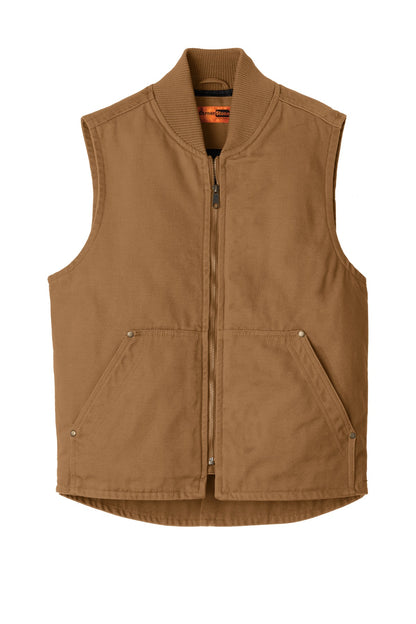 Front View of Duck Brown CornerStone Washed Duck Cloth Vest. CSV40 plain