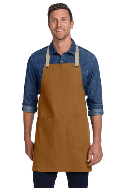 Front View of DuckBr/Stn Port Authority Canvas Full-Length Two-Pocket Apron A815 plain