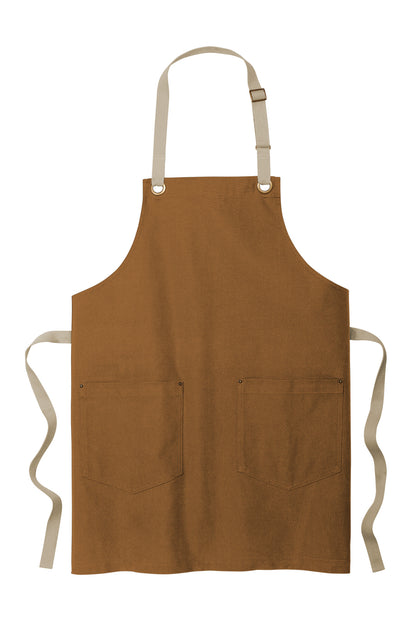 Front View of DuckBr/Stn Port Authority Canvas Full-Length Two-Pocket Apron A815 plain