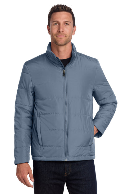 Front View of DuskBlue Port Authority Puffer Jacket J852 plain