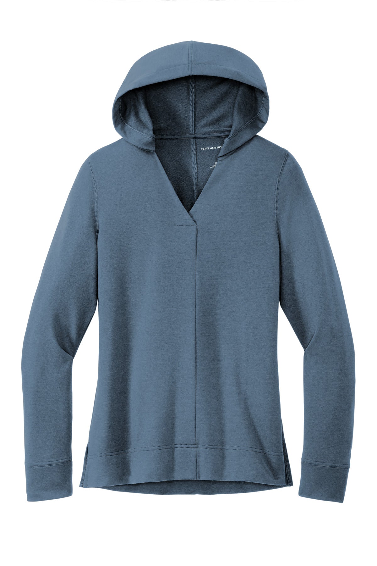 Front View of DuskBlue Port Authority Women's Microterry Pullover Hoodie LK826 plain