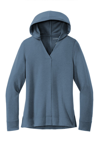 Front View of DuskBlue Port Authority Women's Microterry Pullover Hoodie LK826 plain