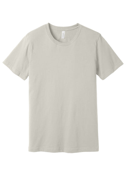 Front View of Dust BELLA+CANVAS Unisex Jersey Short Sleeve Tee. BC3001 plain