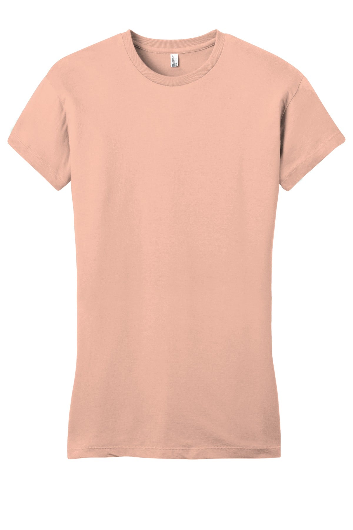 Front View of Dusty Peach District Women's Fitted Very Important Tee . DT6001 plain