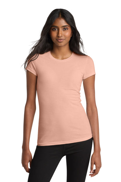 Front View of Dusty Peach District Women's Fitted Very Important Tee . DT6001 plain