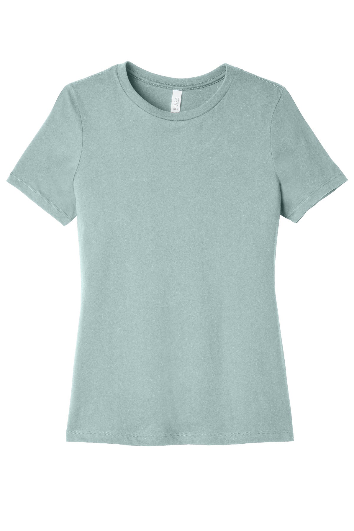 Front View of DustyBlTB BELLA+CANVAS Women's Relaxed Triblend Tee BC6413 plain