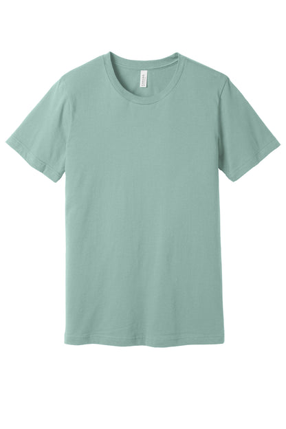 Front View of DustyBlue BELLA+CANVAS Unisex Jersey Short Sleeve Tee. BC3001 plain