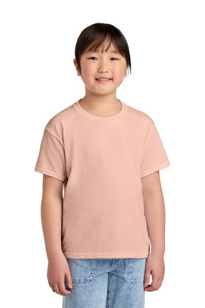 Front View of DustyRose Gildan Youth Softstyle CVC Tee 64000BCVC plain