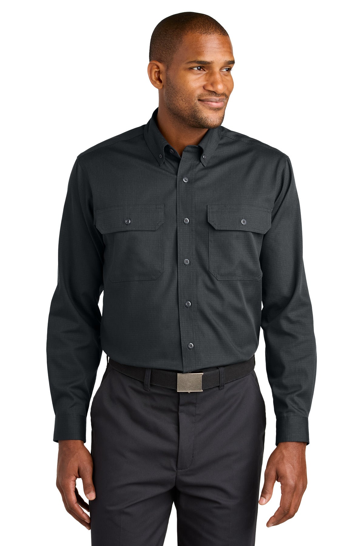 Front View of EchoSteel CornerStone Long Sleeve Select Ripstop Shirt CSW174 plain
