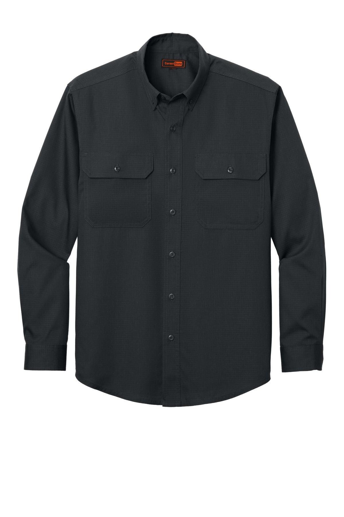Front View of EchoSteel CornerStone Long Sleeve Select Ripstop Shirt CSW174 plain