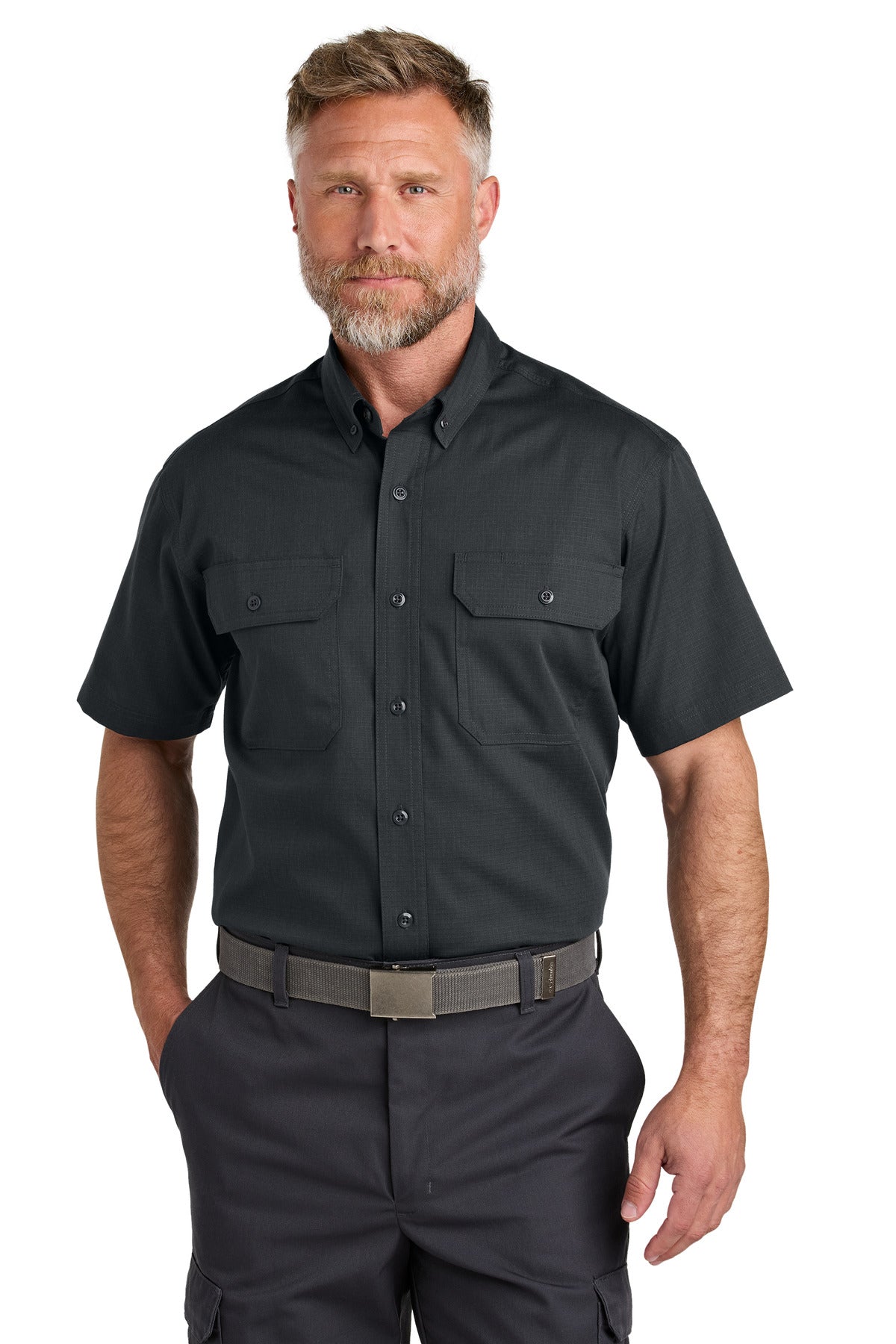 Front View of EchoSteel CornerStone Short Sleeve Select Ripstop Shirt CSW175 plain