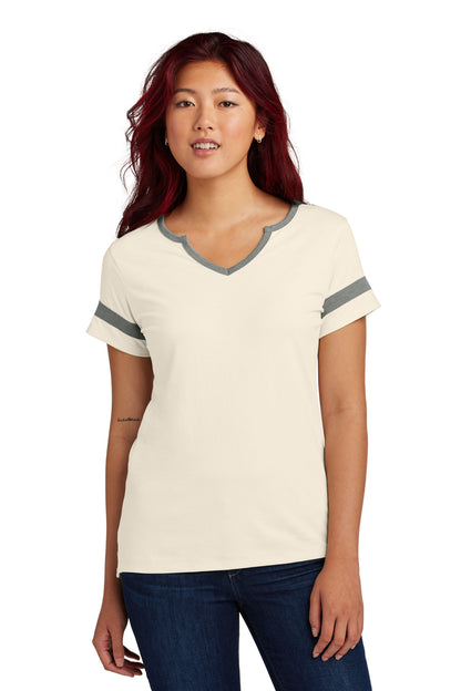 Front View of Ecru/VtgH Sport-Tek Women's Halftime Notch Neck Tee LST6041 plain