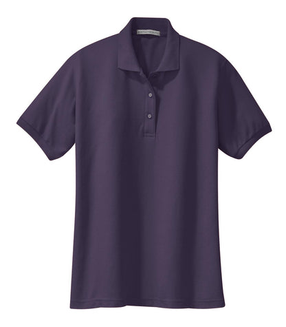 Front View of Eggplant Port Authority Women's Silk Touch Polo. L500 plain