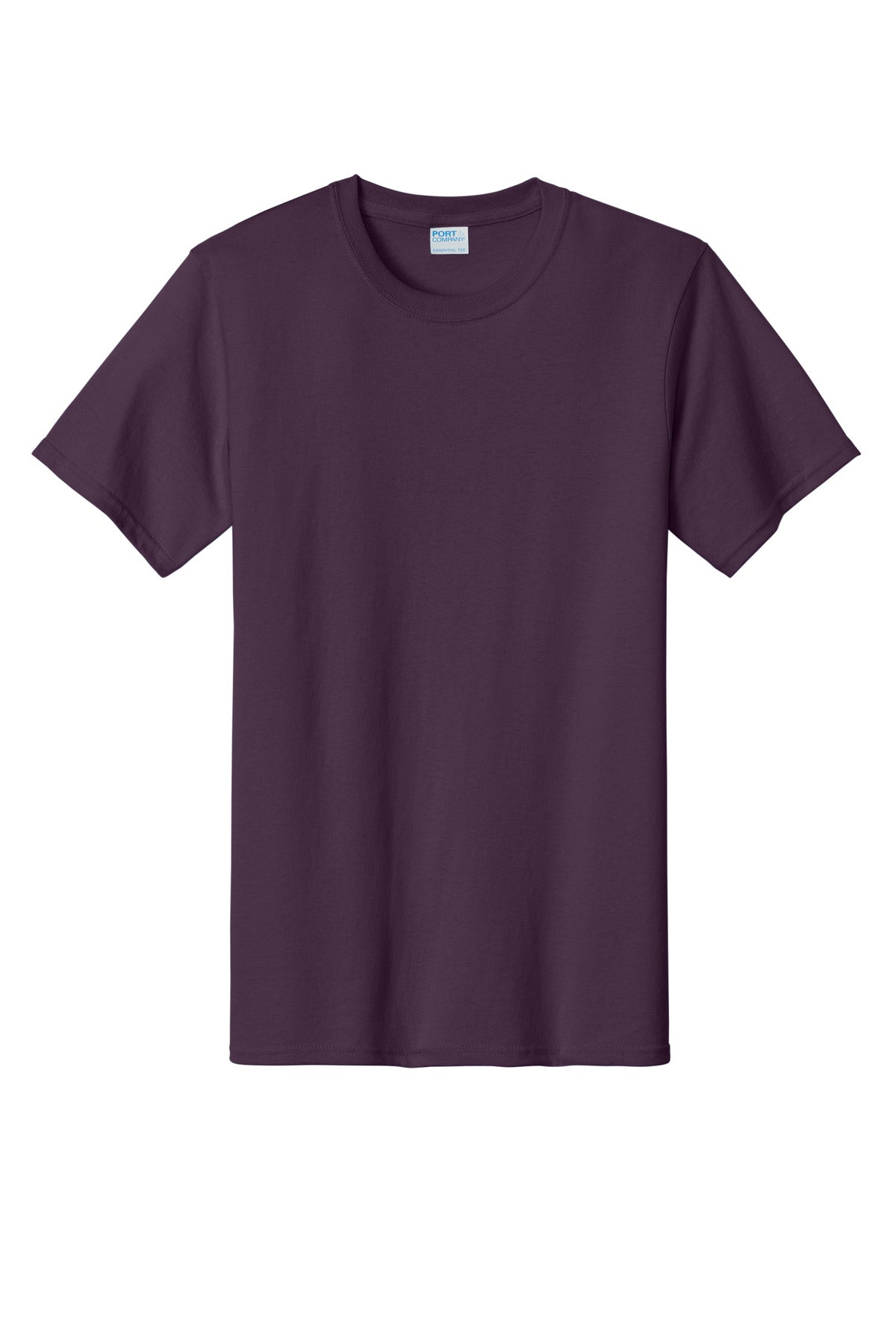 Front View of Eggplant Port & Co Essential Tee. PC61 plain