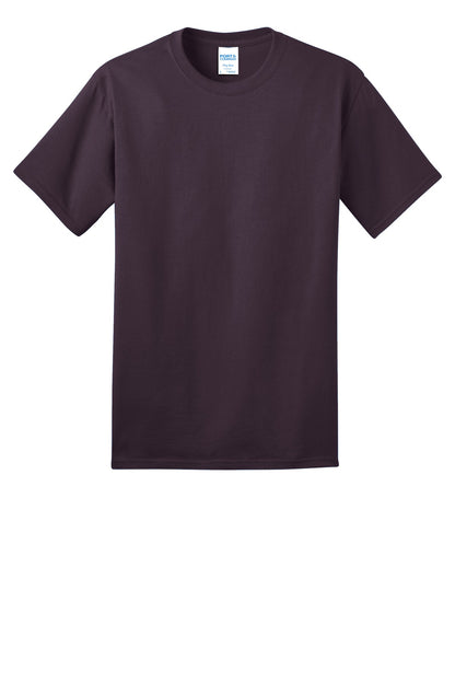 Front View of Eggplant Port & Co Ring Spun Cotton Tee. PC150 plain