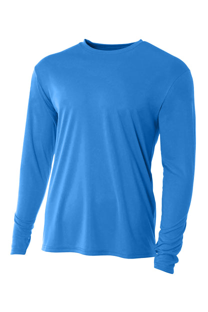 Front View of ElecBlue A4 Cooling Performance Long Sleeve Tee A4N3165 plain
