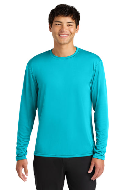 Front View of ElecBlue A4 Cooling Performance Long Sleeve Tee A4N3165 plain