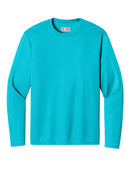 Front View of ElecBlue A4 Cooling Performance Long Sleeve Tee A4N3165 plain