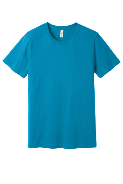 Front View of ElecBlue BELLA+CANVAS Unisex Jersey Short Sleeve Tee. BC3001 plain