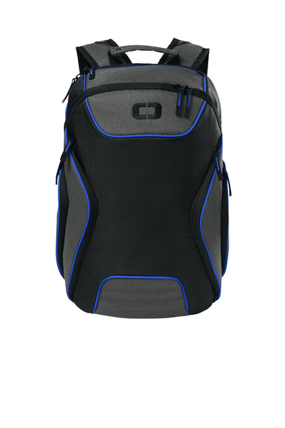 Front View of Elect Bl/He Gy OGIO Hatch Pack. 91001