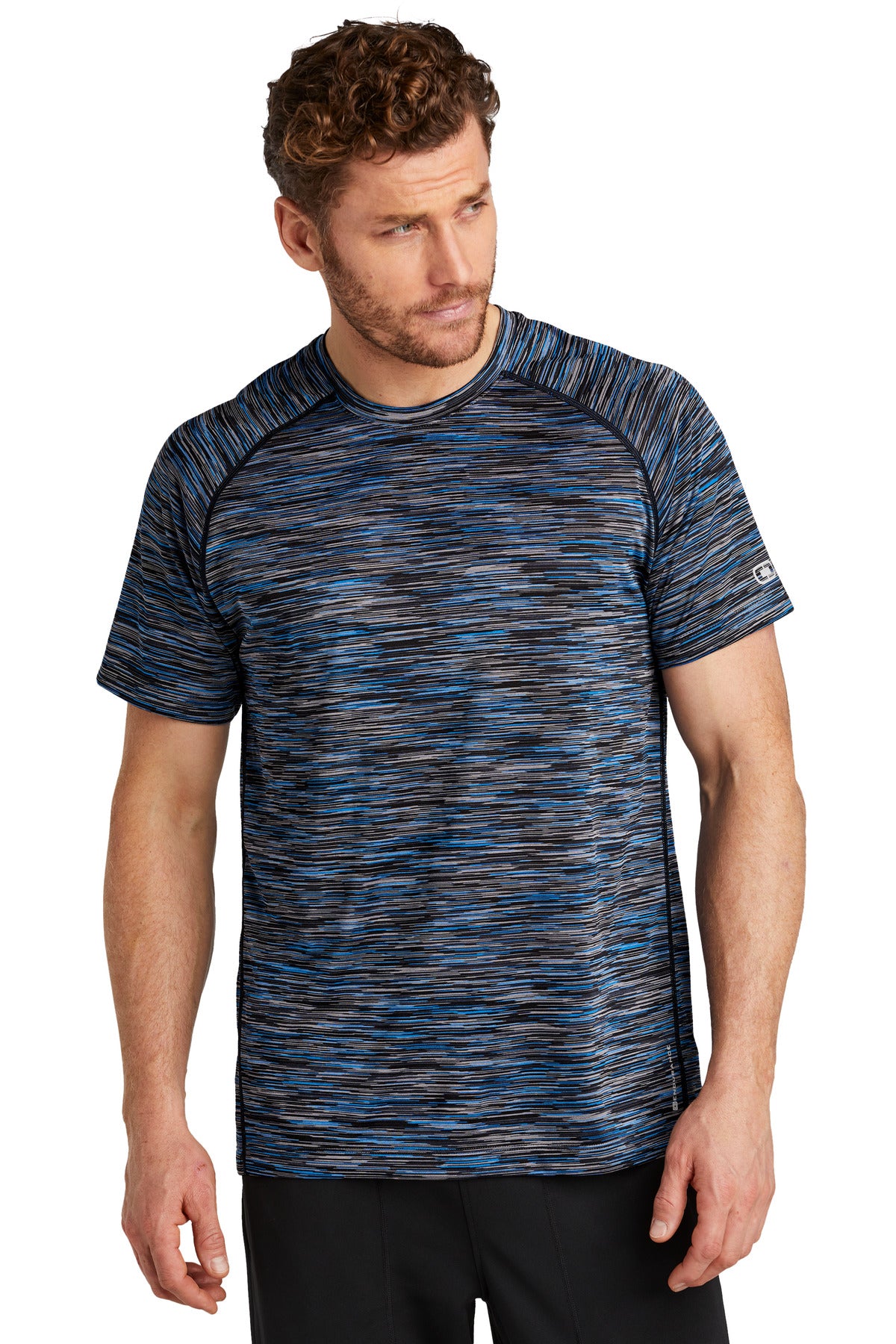 Front View of Elect Blue SD OGIO Verge Crew. OE326 plain