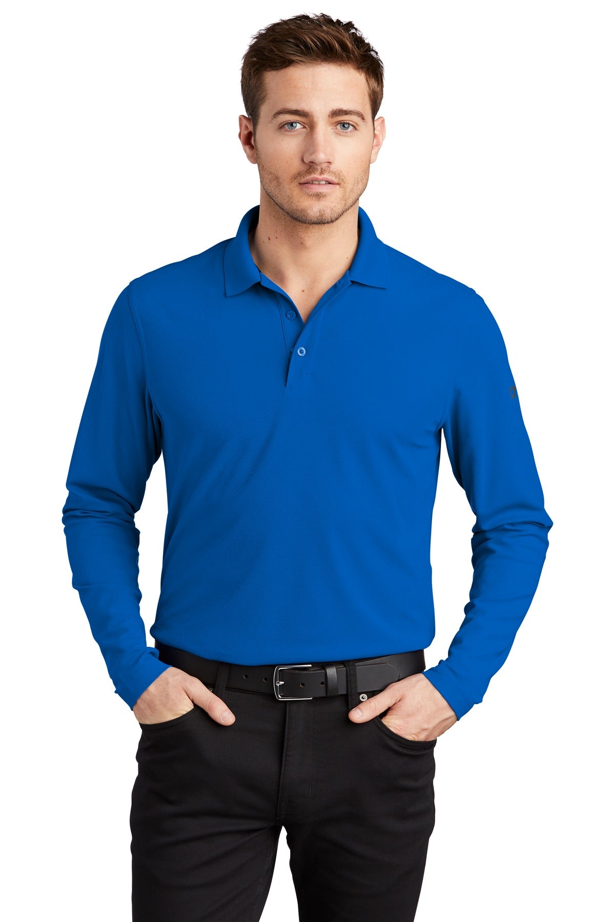 Front View of Electric Blue OGIO Caliber2.0 Long Sleeve OG105 plain
