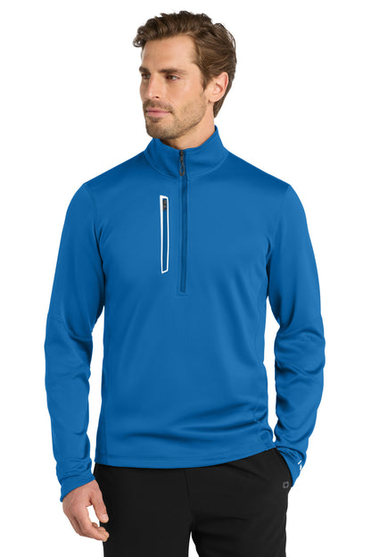 Front View of Electric Blue OGIO Fulcrum 1/4-Zip. OE701 plain