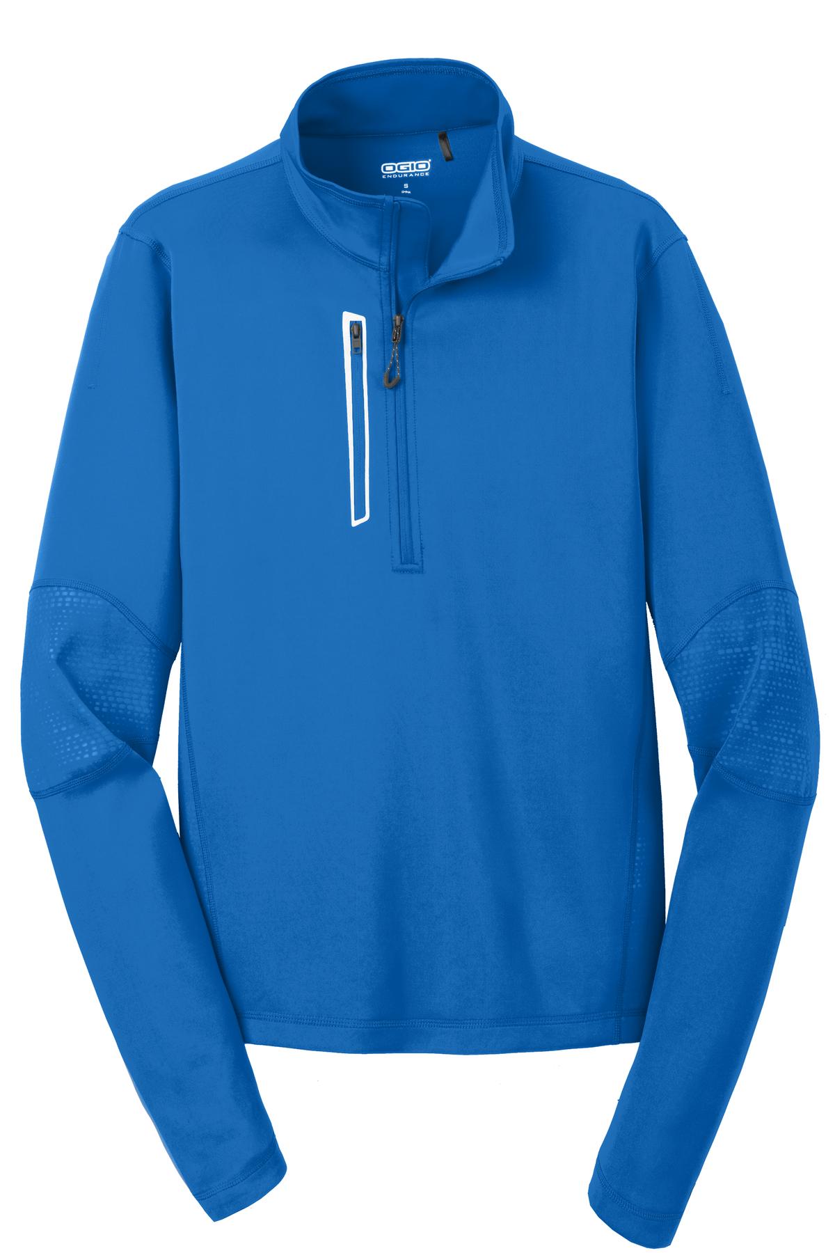 Front View of Electric Blue OGIO Fulcrum 1/4-Zip. OE701 plain
