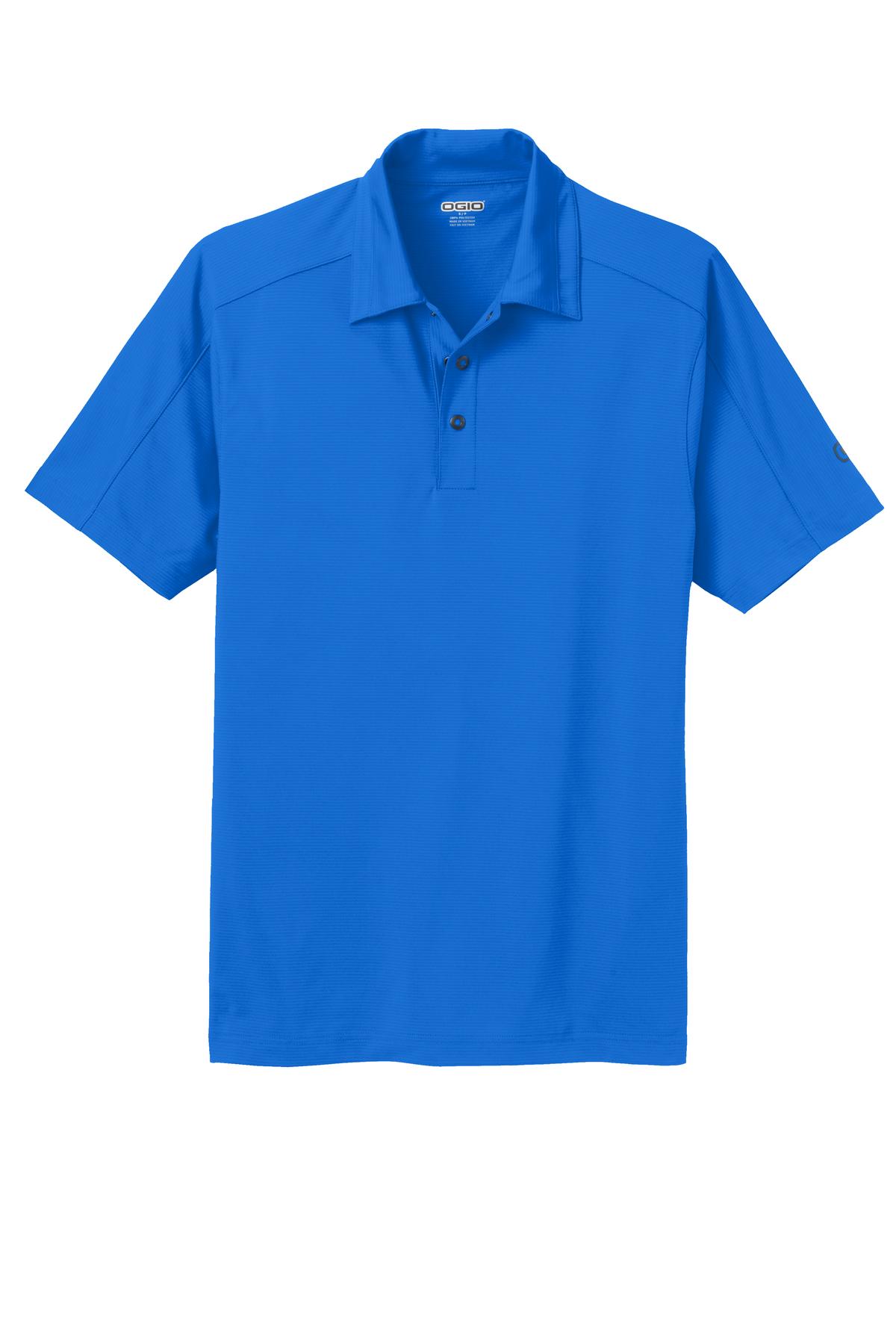 Front View of Electric Blue OGIO Linear Polo. OG1030 plain
