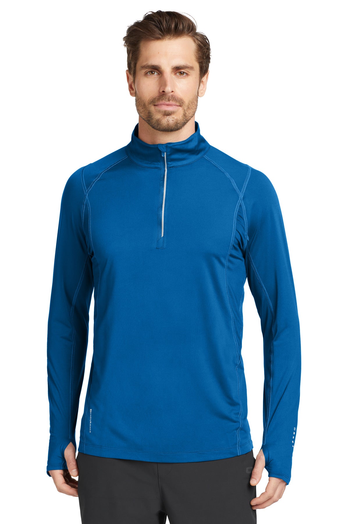 Front View of Electric Blue OGIO Nexus 1/4-Zip Pullover. OE335 plain