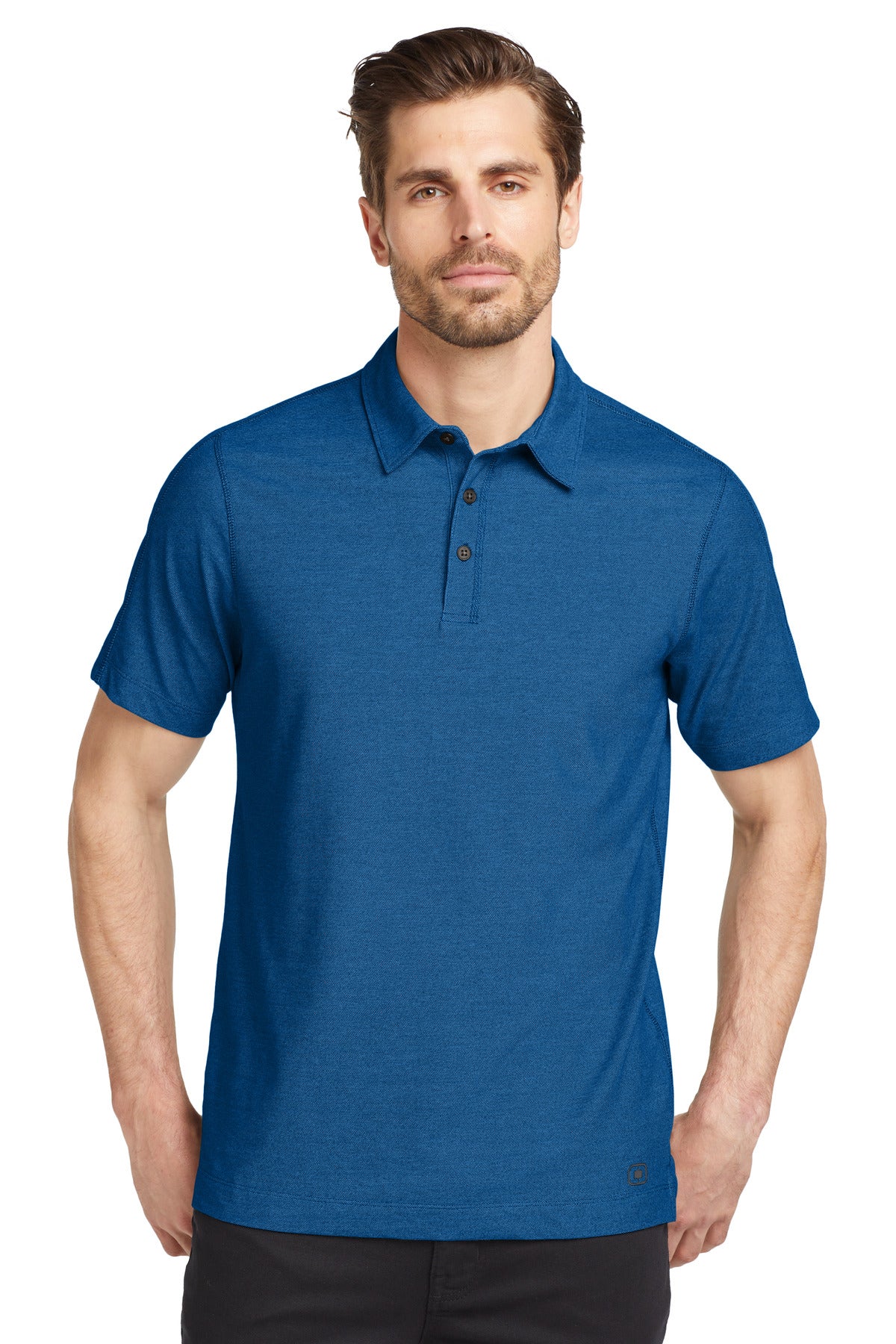 Front View of Electric Blue OGIO Onyx Polo. OG126 plain