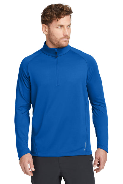 Front View of Electric Blue OGIO Radius 1/4-Zip. OE550 plain